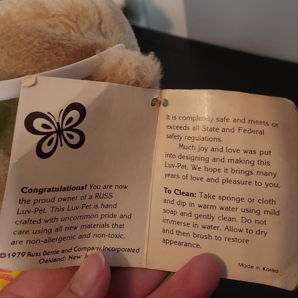 Russ Bear Surf Stuffed Animal 8in Vinatage 1979 - Picture 9 of 9